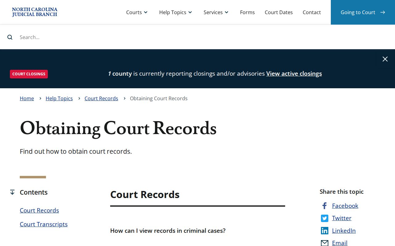 North Carolina court records instructions for Portal and clerk access