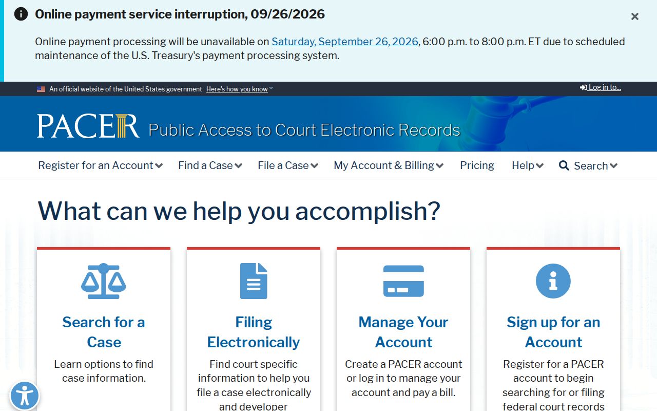 North Carolina federal case docket access through PACER